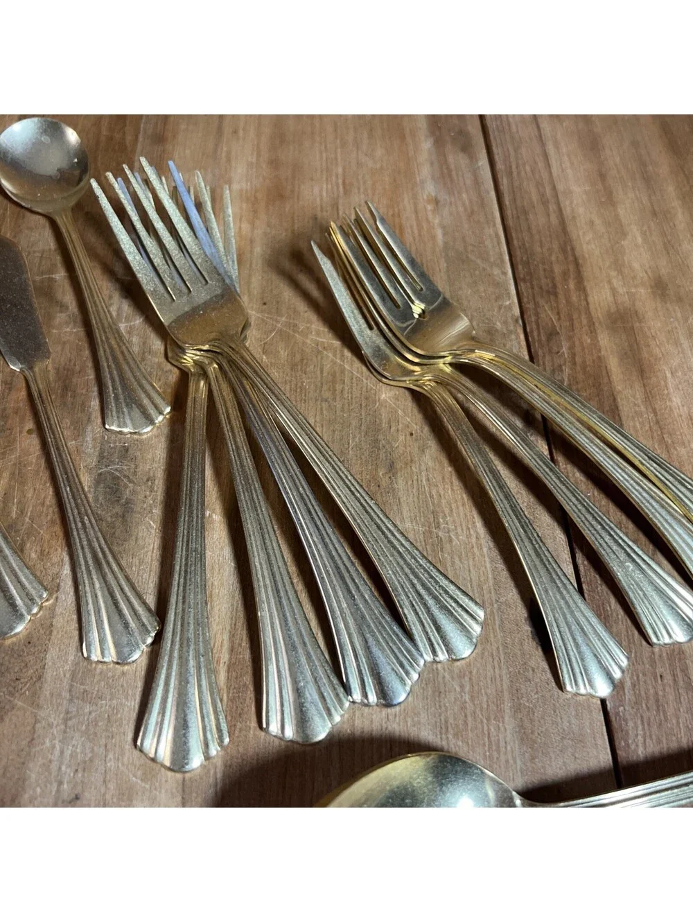 International Stainless Golden Flair Place Setting For 4 + Serving Pieces